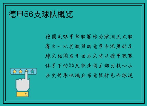德甲56支球队概览